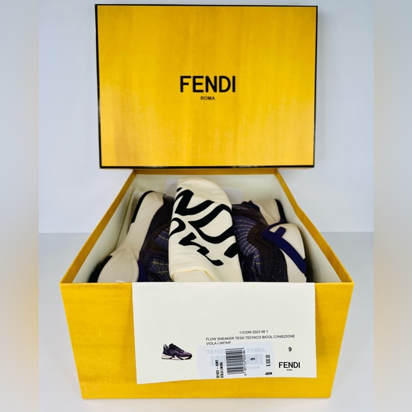 FENDI Flow FF Nylon Transparent Mix Media Logo Sneakers UK 9 - US 10 - EU 43 - Picture 2 of 12
